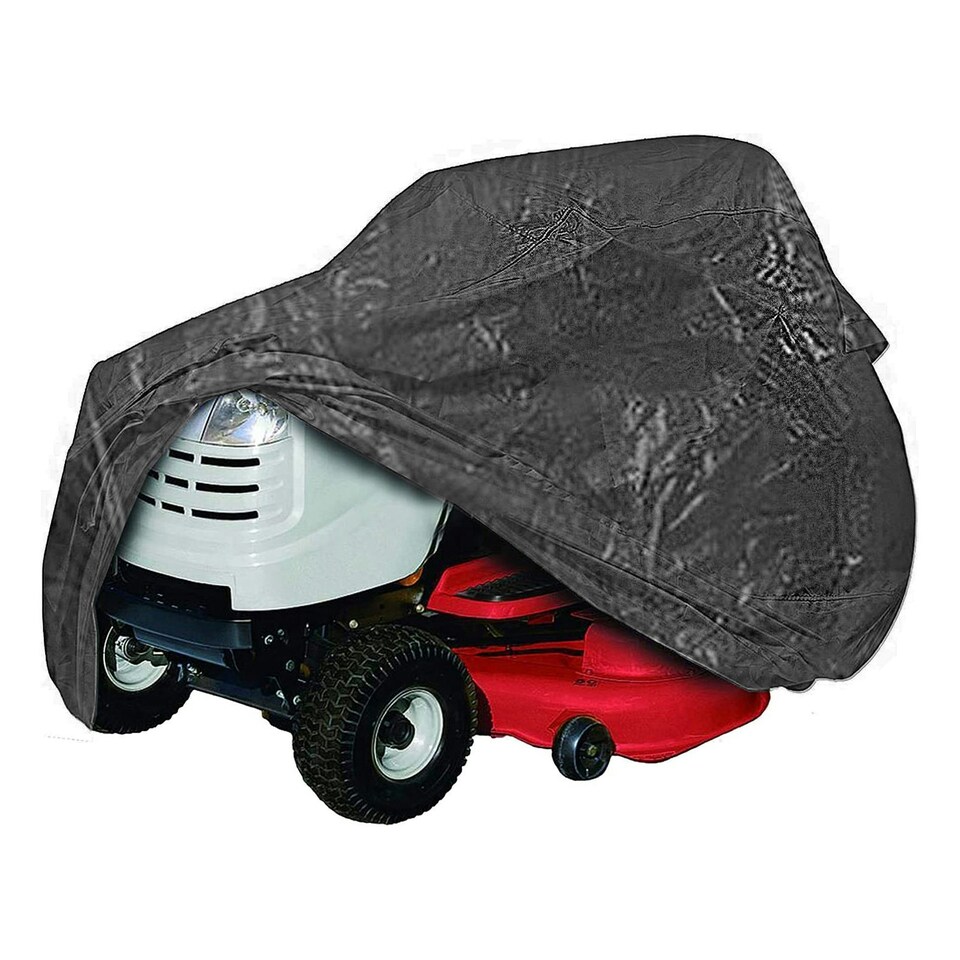 image 1 of SPARES2GO Waterproof Outdoor Lawn Mower Tractor Cover (Drawstring Tie with Brass Eyelets)