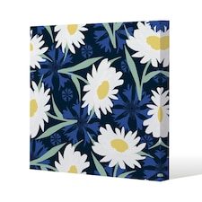 Daisies on Navy (Canvas Print) 77 x 77 x 4cm