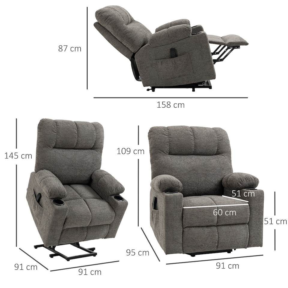 image 1 of HOMCOM Heavy Duty Riser and Recliner Chair Lift Chair for the Elderly, Grey