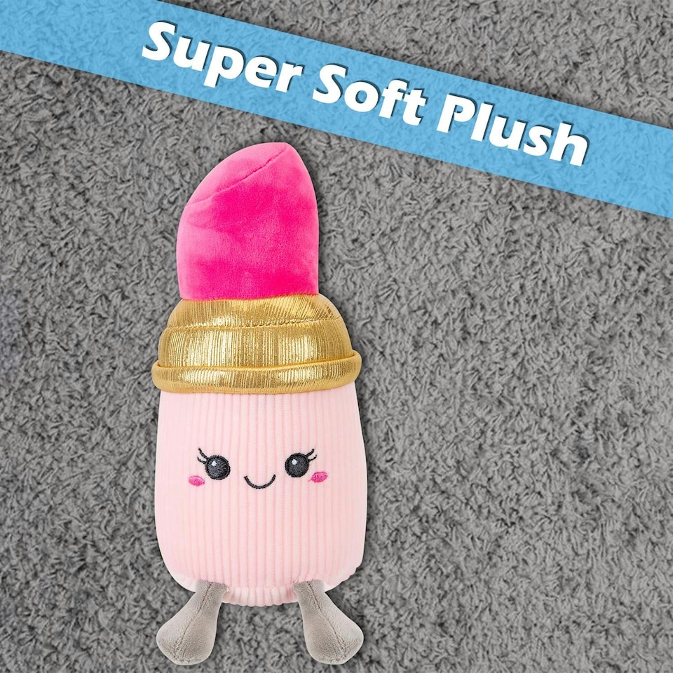 image 1 of Lipstick Soft Toy Cute Plushie Huggable Cuddly Stuffed Toy 18cm Pink