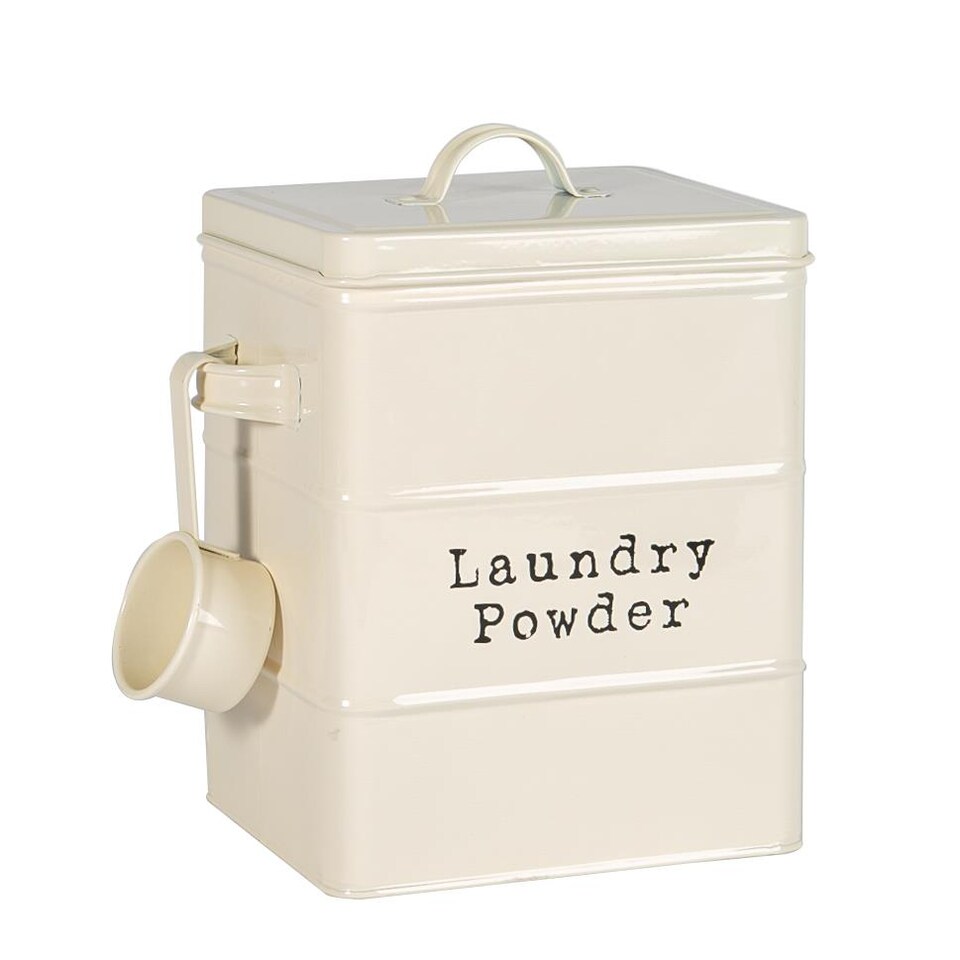 image 1 of Harbour Housewares Vintage Metal Laundry Powder Canister - Cream | Cream | Cream | 1