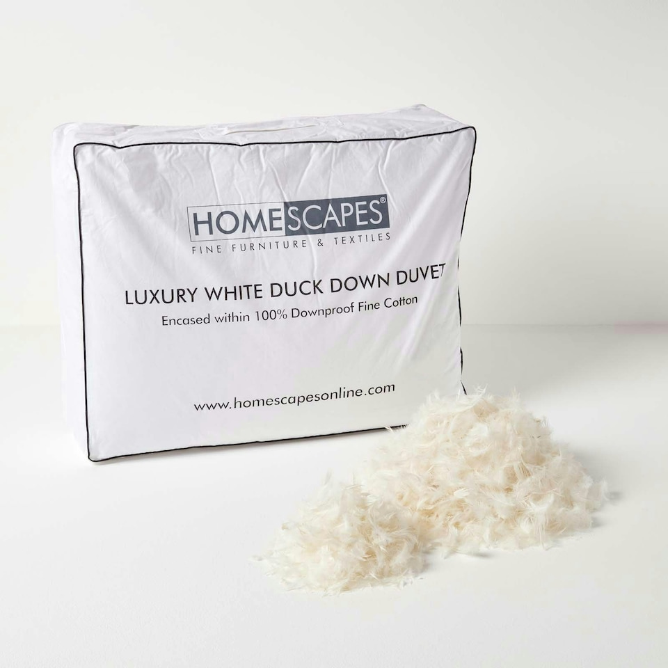 image 1 of Homescapes Duck Down 9 Tog Duvet, Single