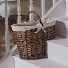 Willow Stair Basket With Lining Brown
