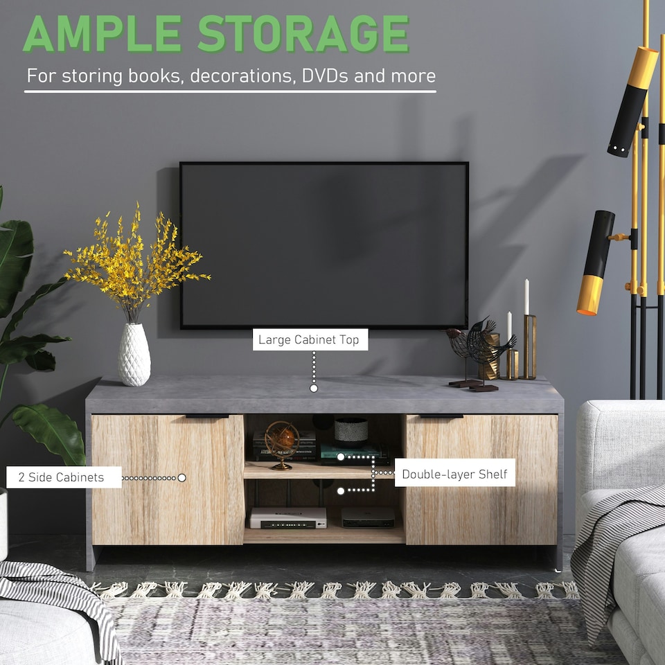 image 1 of HOMCOM Wooden TV Stand Cabinet Home Furniture Entertainment Unit Storage Shelves
