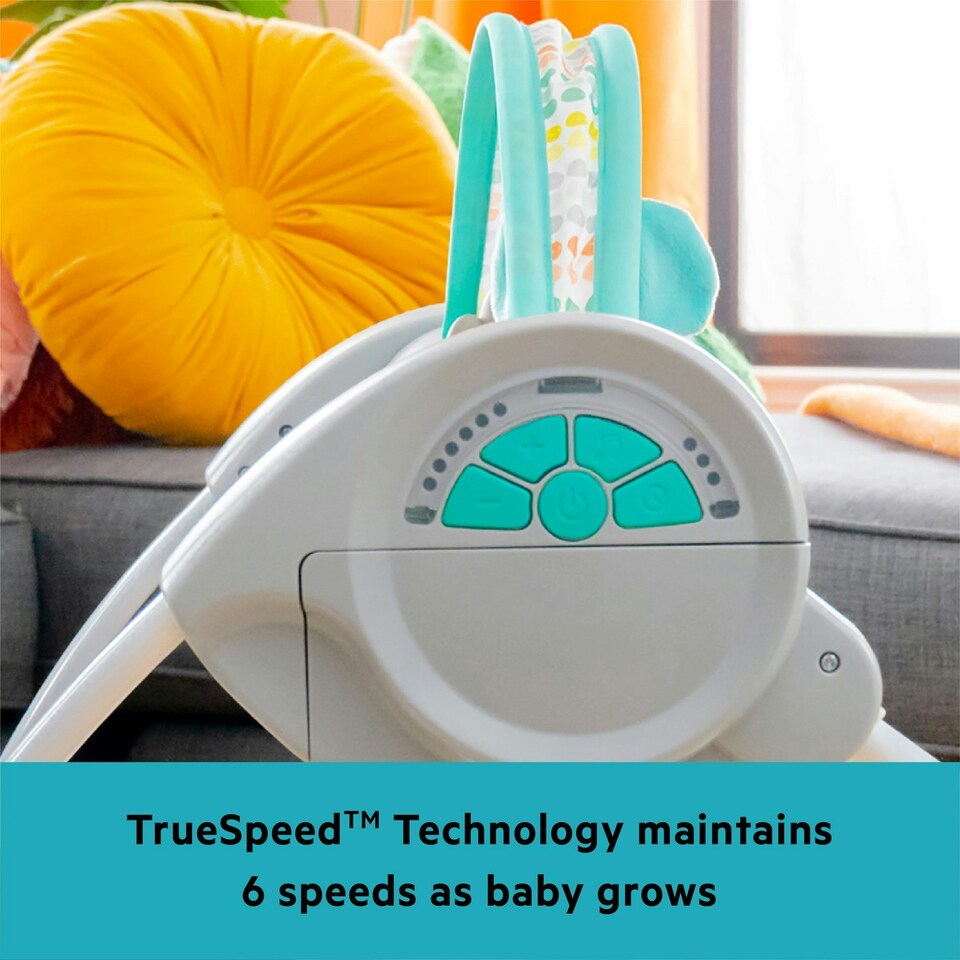 image 1 of Bright Starts Whimsical Wild Portable Compact Automatic Baby Swing with Music Newborn+