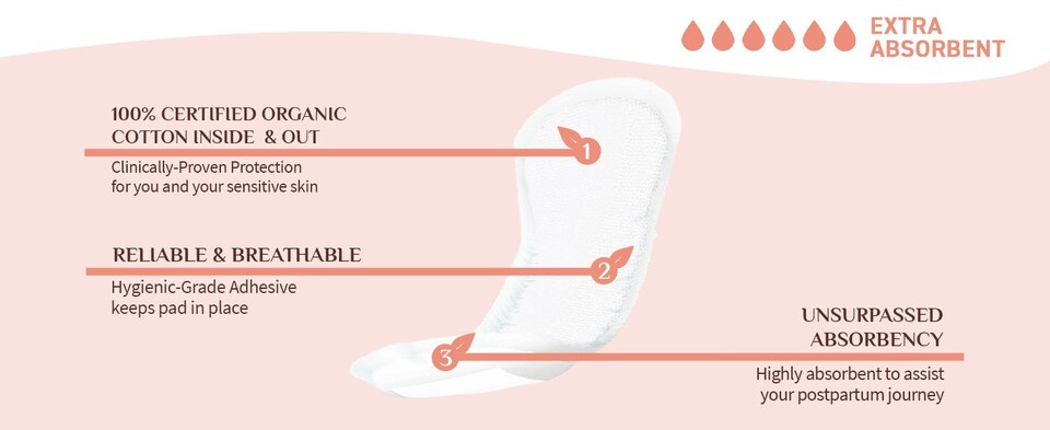 image 1 of Organyc Maternity Pads (Home Use) - 56 Pads Total (4 Packs of 14)