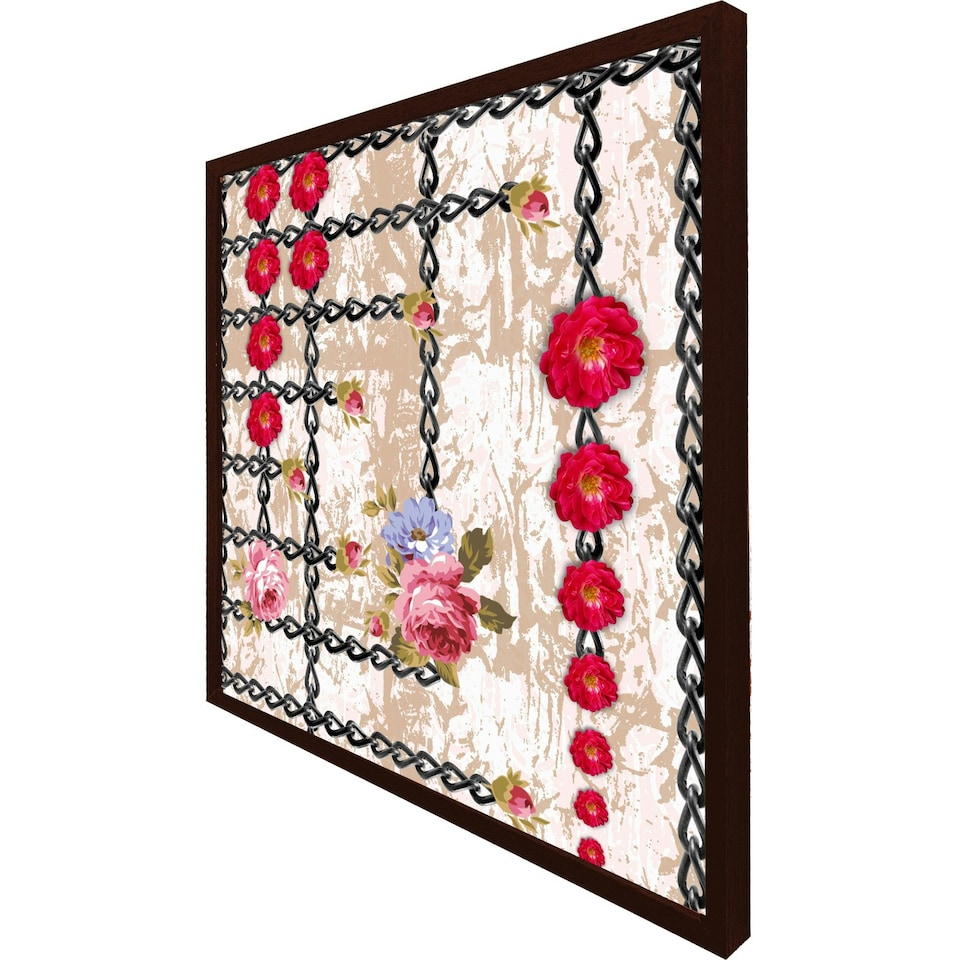 image 1 of Flowers & chains (Picutre Frame) Brown | Oak | L