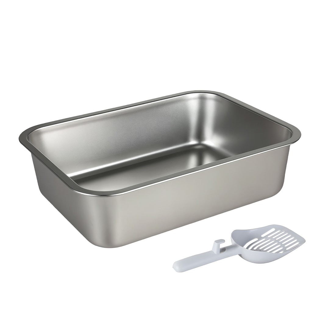 Skylos Cat Litter Box Stainless Steel Toilet Tray for Kittens Cats Large