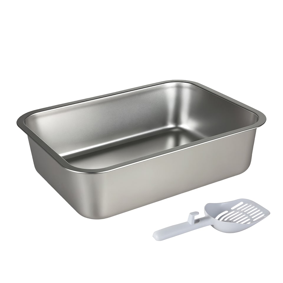 image 1 of Skylos Cat Litter Box Stainless Steel Toilet Tray for Kittens Cats Large