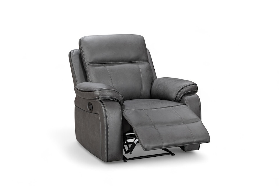 image 1 of Faux Leather Grey Manual Recliner Chair VEGAS