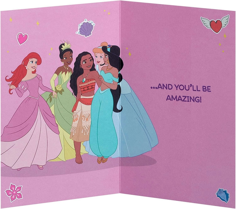 image 1 of Ariel, Moana & Rapunzel Design First Day At School Good Luck Card For Her