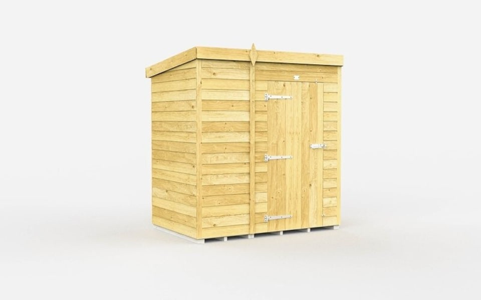 image 1 of 5 x 4 Feet Pent Shed - Single Door Without Windows - Wood - L118 x W158 x H201 cm | Brown