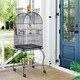 image 2 of Yaheetech 150 cm Open Top Metal Bird Cage with Rolling Stand Black