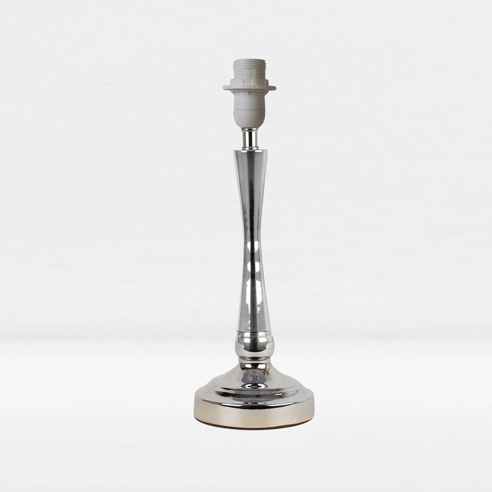 image 1 of First Choice Lighting Chrome Stick Table Lamp Base with Stem Detail Chrome