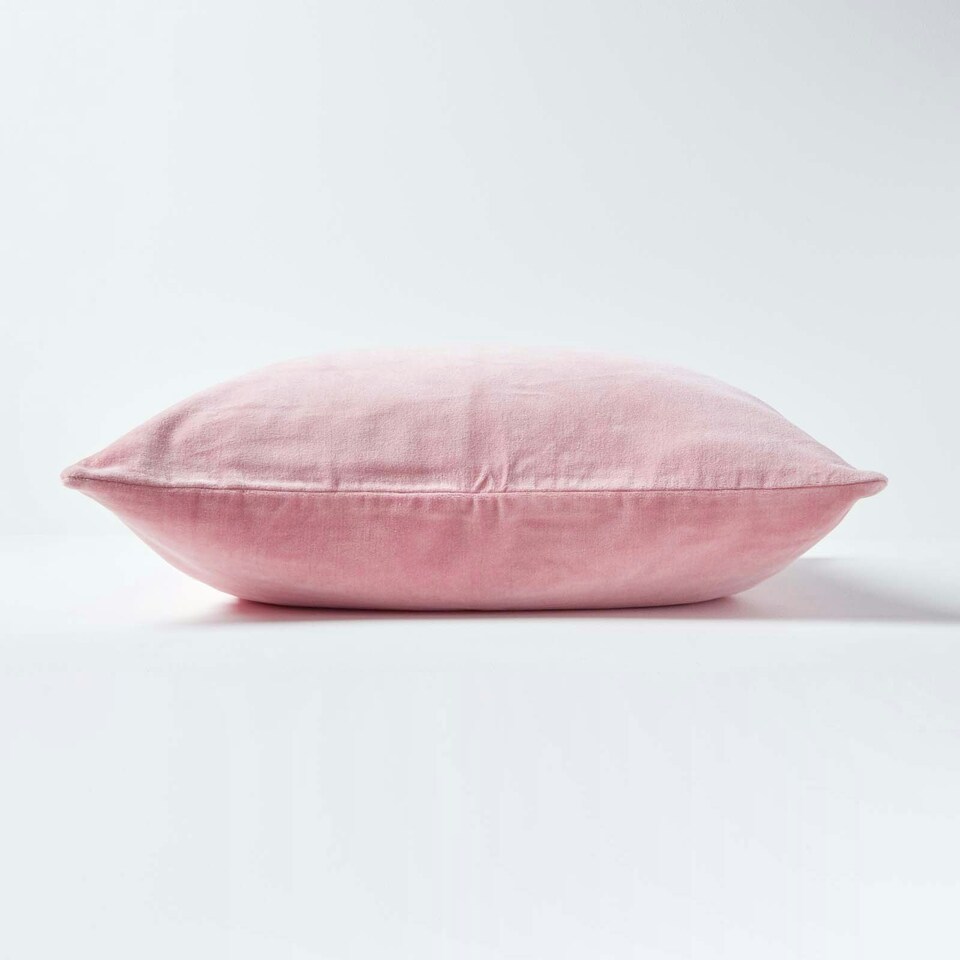 image 1 of Homescapes Pink Velvet Cushion Cover - 40 x 40 cm Pink
