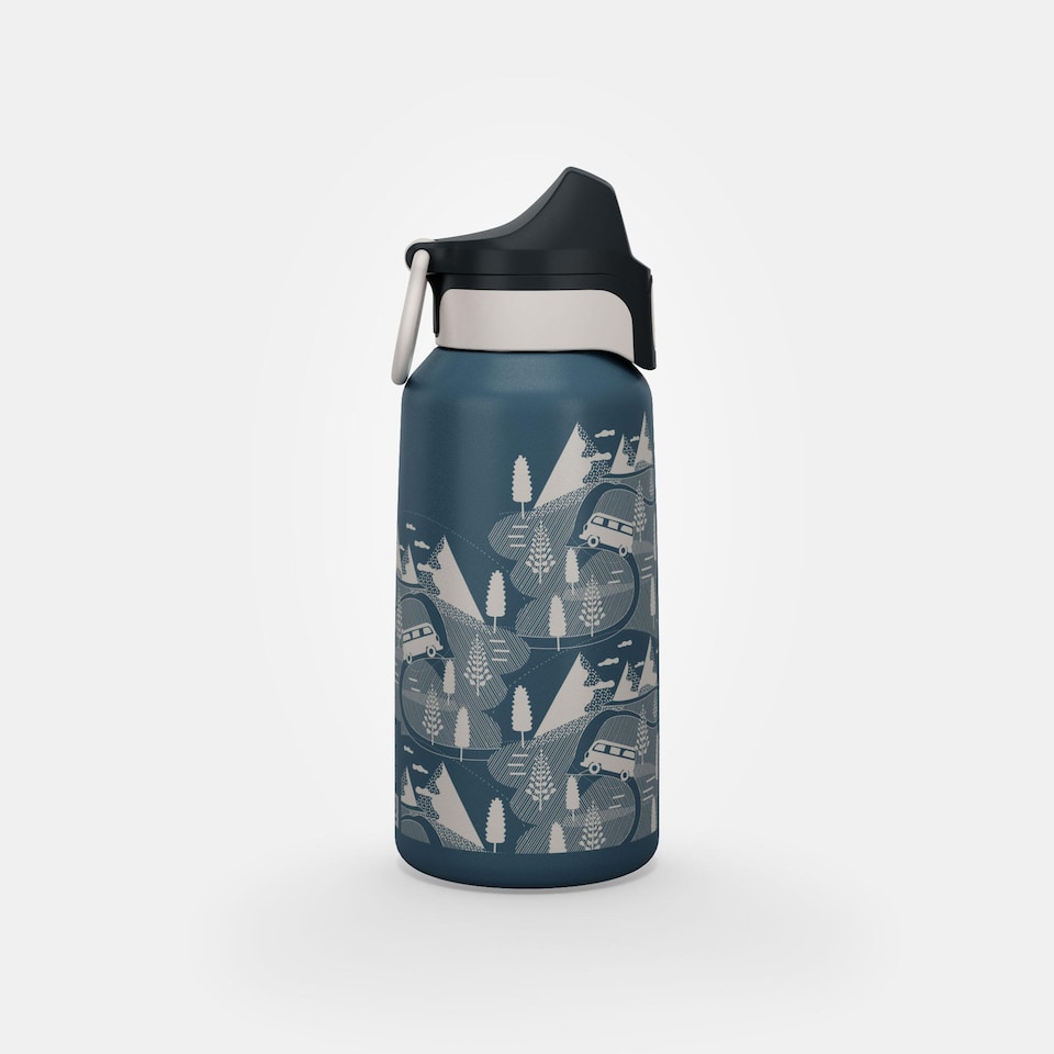 image 1 of Decathlon 0.6 L kids’ stainless steel water flask 500 with instant stopper for hiking
