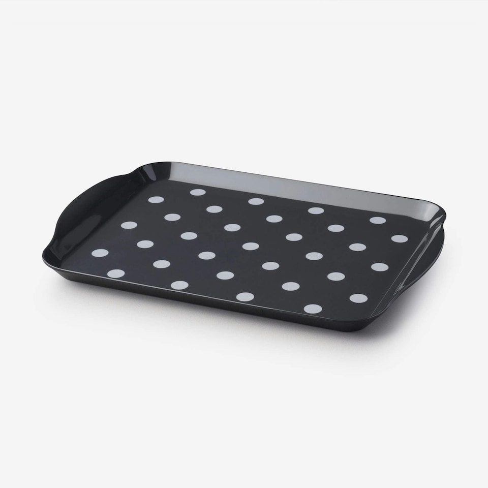 image 1 of Melamine Dotty Tray, Small | Grey | Dark Grey