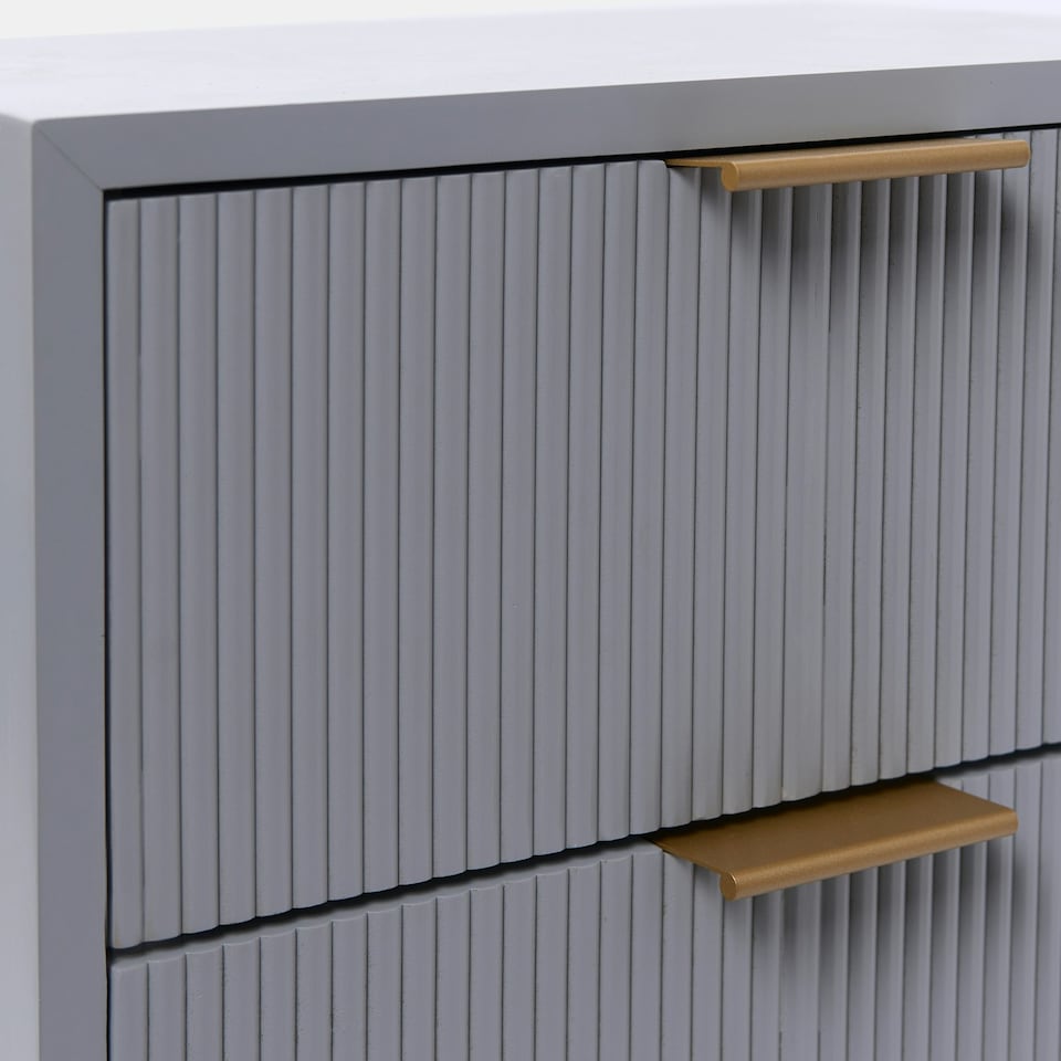 image 1 of OHS 3 Drawer Modern Ribbed Office Side Bedroom Nightstand Bedside Table Grey