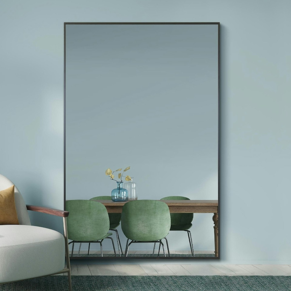 image 1 of The Artus - Black Aluminium Edged Wall Mirror 47" X 31" (120CM X 80CM) Black
