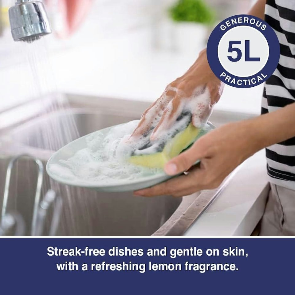 image 1 of Fairy Original Washing Up Liquid Kitchen Dish Grease Cleaner Dirt Remover 5L