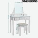 image 7 of 5 Drawer White Dressing Table With Mirror And Stool White