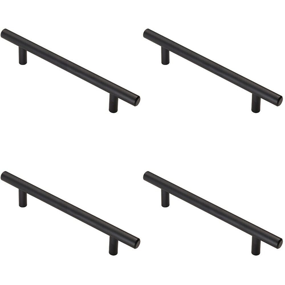 Loops 4x T Bar Cupboard Pull Handle 188 x 12mm 128mm Fixing Centres Matt Black