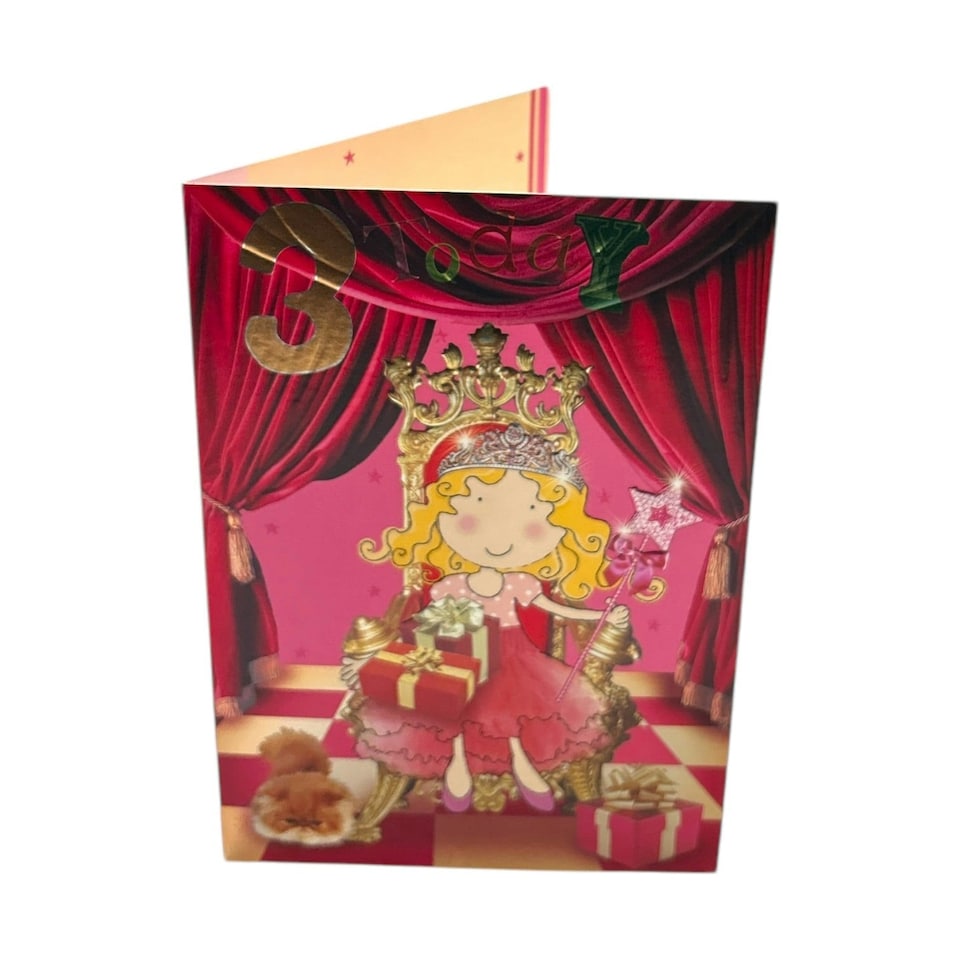 image 1 of Age 3 Female Juvenile Princess Design Birthday Card