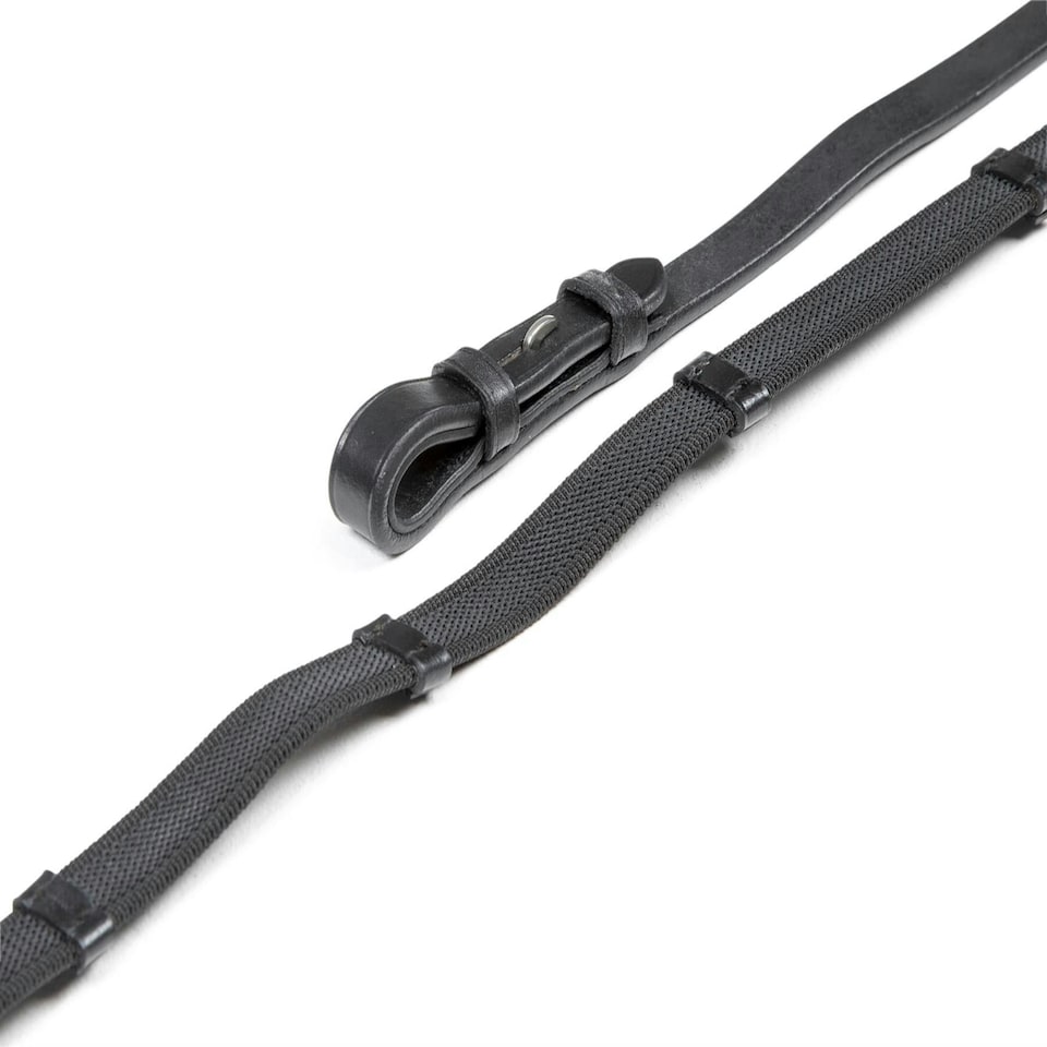 image 1 of Shires Aviemore Continental Rubber Grip Reins Black | Size: 48X5/8
Colour: Black/Orange
