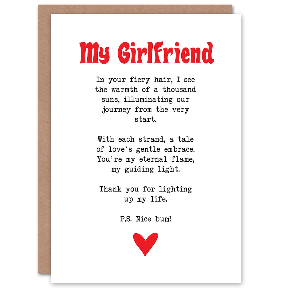 image 1 of Greeting Card Love Poem Ginger Girlfriend Romantic Funny Valentine's