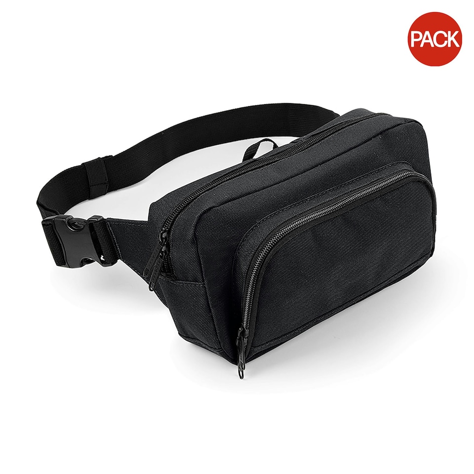 BagBase Organiser Belt / Waistpack Bag (2.5 Litres) (Pack of 2) - Black - One Size Black
