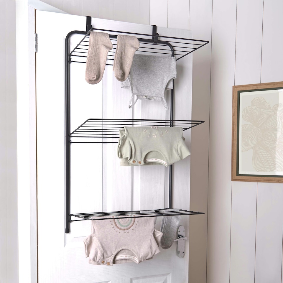 image 1 of OHS 3 Tier Foldable Over Door Clothes Airer Drying Rack