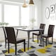 image 2 of Yaheetech Set of 4 Fabric Upholstered Dining Chairs with Solid Wood Legs Brown | Dark Brown