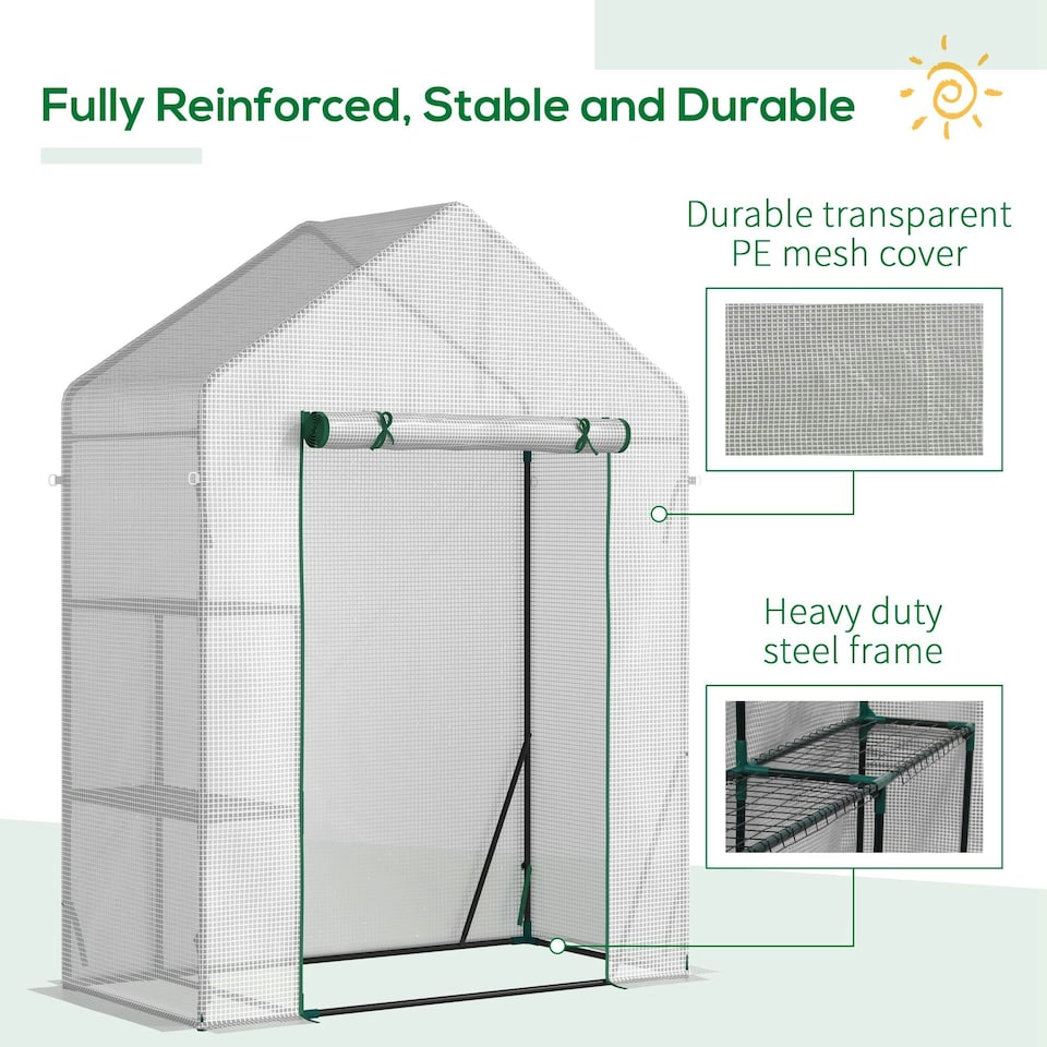 image 1 of Outsunny Greenhouse for Outdoor, Portable Gardening Plant Grow House w/ Shelf