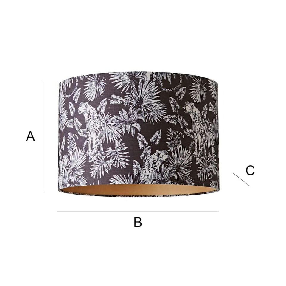 image 1 of ValueLights Ariella Black Animal Print with Gold Inner Lamp Shade Multi