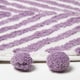 image 3 of Homescapes Lilac Cotton Bath Mat Tufted Zig Zag with Pom Pom Edges - 50 x 80 cm Purple