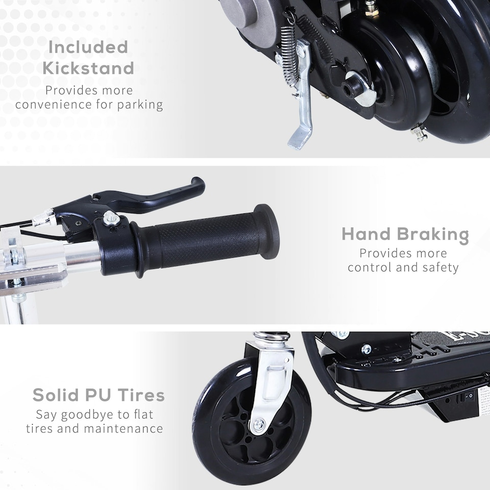 image 1 of HOMCOM Foldable Powered Scooter 120W w/ Adjustable Seat, Brake, Black