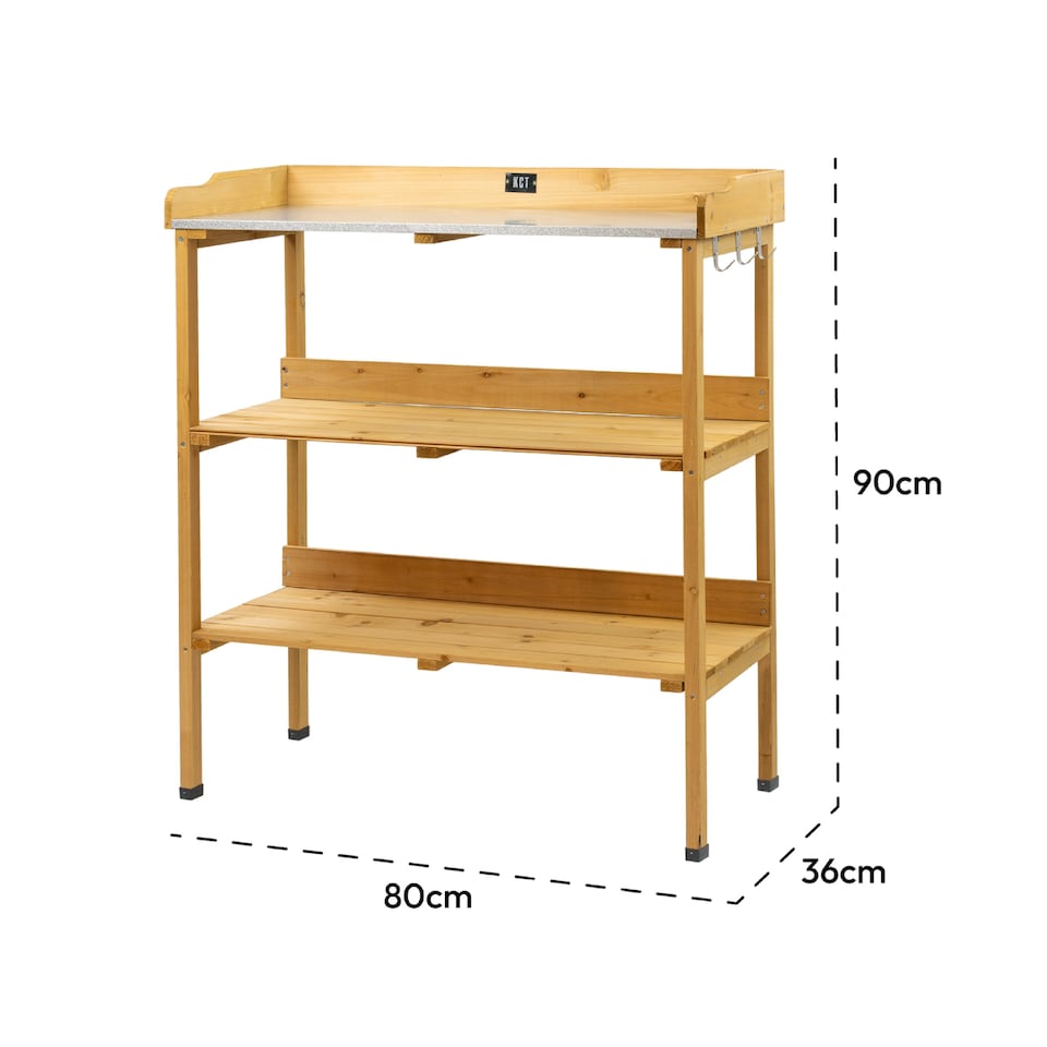 image 1 of KCT 3 Tier Potting Table Bench Outdoor Garden Wooden Station for Greenhouse Shed Workbench Gardening Planting Plant Station Stand | Brown