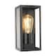 image 2 of Modern Rectangular Outdoor Lantern Wall Light in Matte Black with Clear Glass | Black | Black | 1