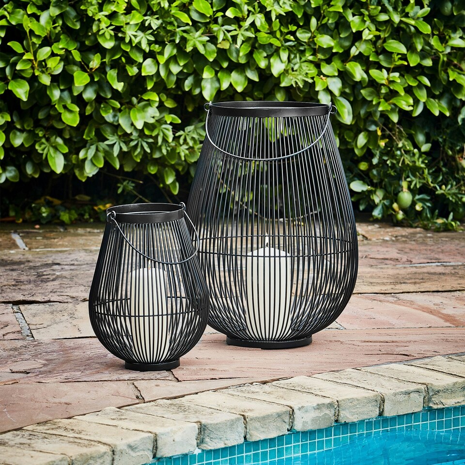 image 1 of Venere Lantern Black with Glass Insert Black