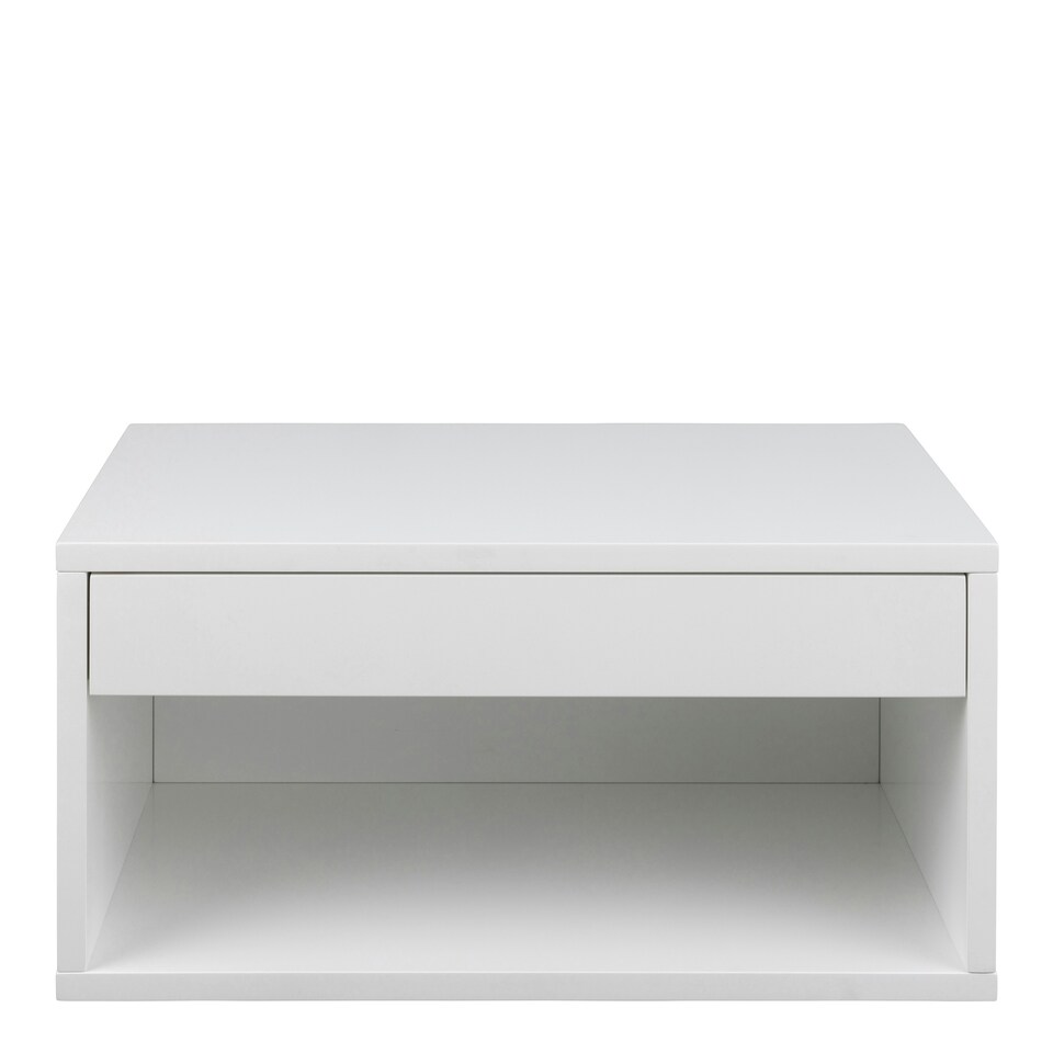image 1 of Cholet Square Bedside Table with 1 Drawer in White
