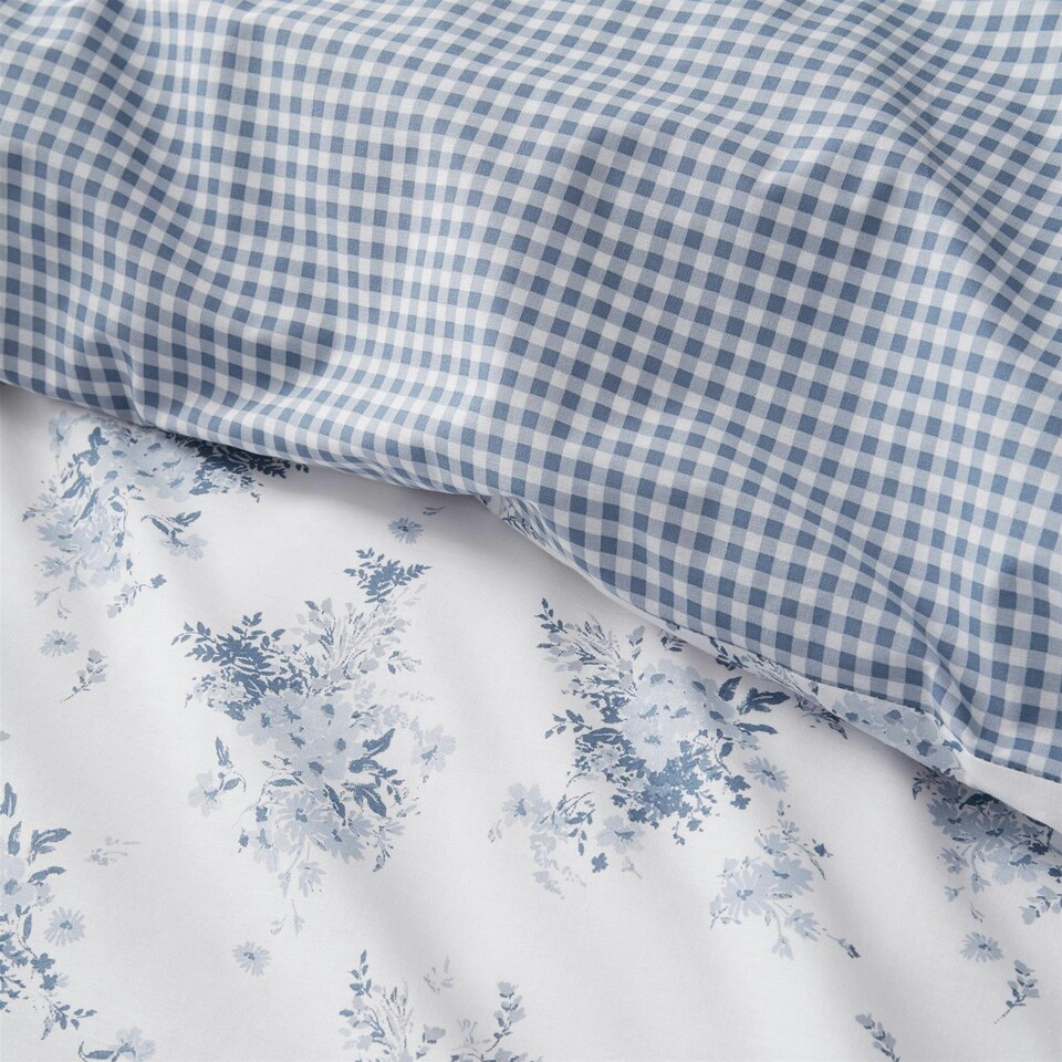image 1 of Catherine Lansfield Lucie Floral Frill Blue Duvet Cover Set Blue | Double