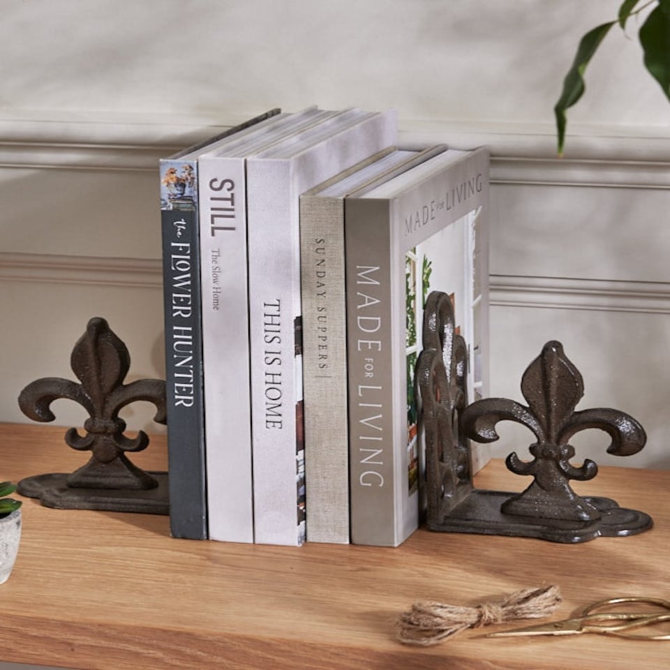image 1 of Fleur de Lys Cast Iron Bookends