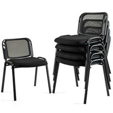 COSTWAY 5 Piece Stackable Upholstered Armless Reception Chair Black