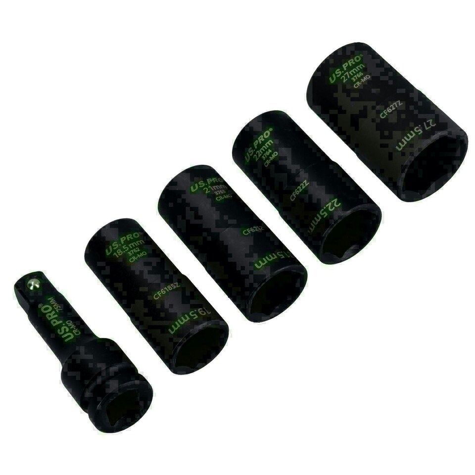 image 1 of 1/2in Drive Wheel Hub Lug Nut Cap Flip Impact Sockets Remover Removal 5pc