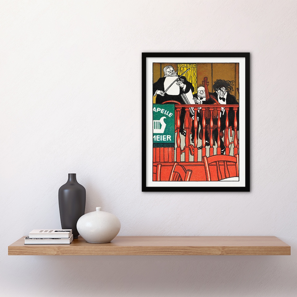image 1 of Moriz Jung Salon Orchestra Meier Musicians Caricature Framed Wall Art Print A3