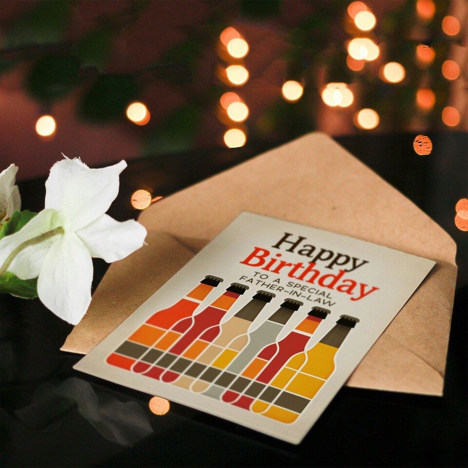 image 1 of Special Craft Beer Lover Row Bottles Father Birthday Card