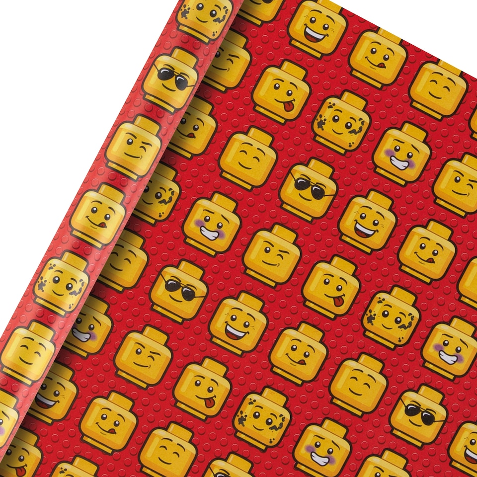image 1 of Hallmark 6M Wrapping Paper - 3 X 2M Rolls - Lego Heads Design