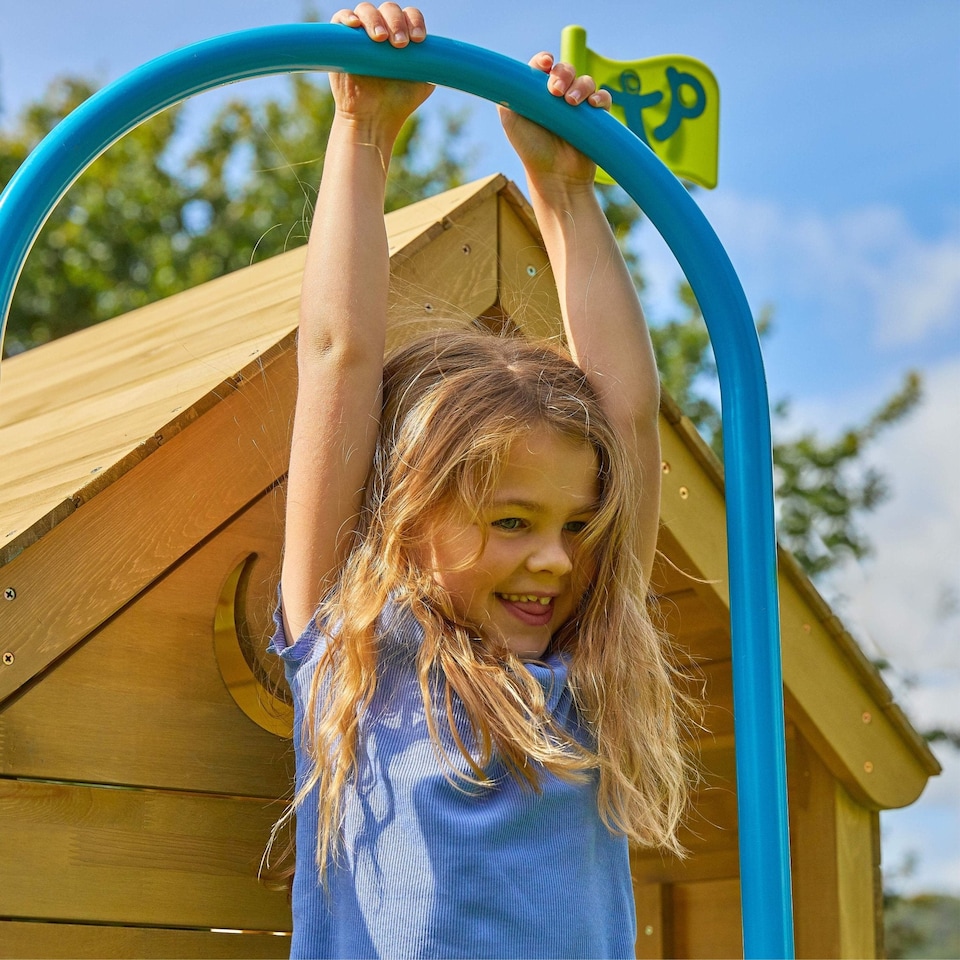 image 1 of Treehouse Wooden Play Tower, with Wavy Slide & Firemans Pole - FSC® certified