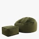 image 4 of Kingston Classic Velvet Bean Bag Chair & Pouffe Olive Green Bean Bag Chair | Green | Olive Green | 2