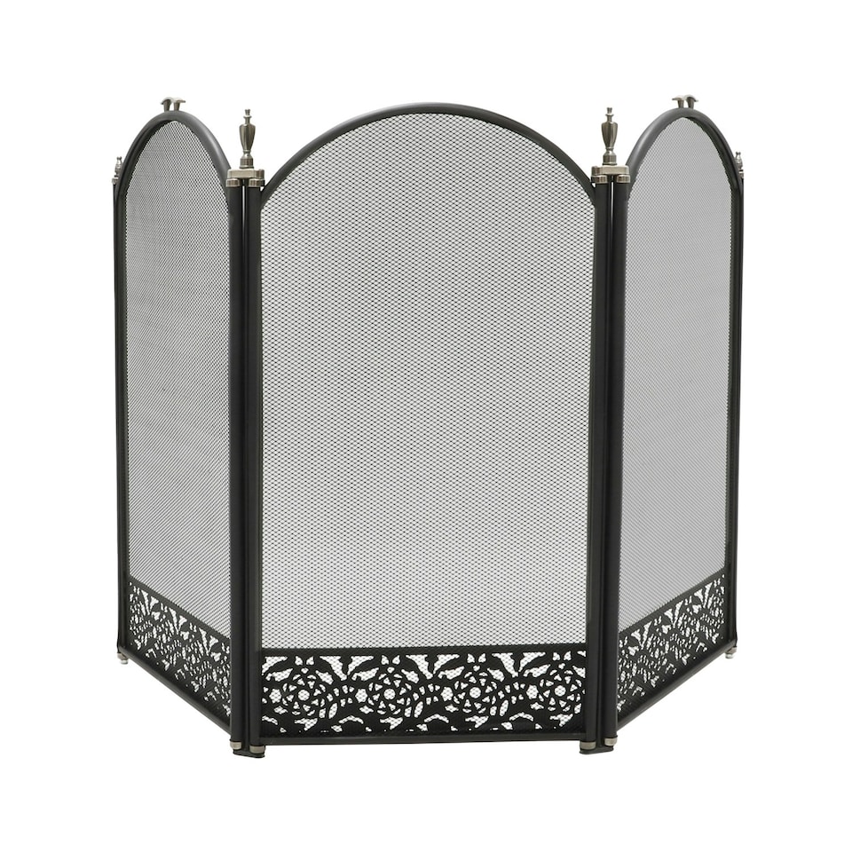 image 1 of JVL Steel Ashford Fire Companion Spark Guard - Black